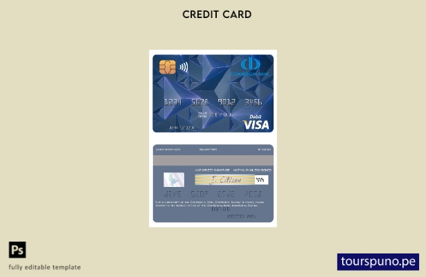 listo para imprimir Plantilla de tarjeta de débito visa Guinea Ecuatorial del ba